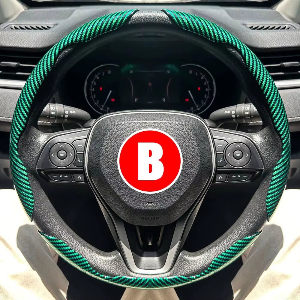 3PCS Car Steering Wheel Cover Warm Winter 38Cm round Steery Wheel Universa Glossy Laser Carbon Fiber Auto Interior Accessories