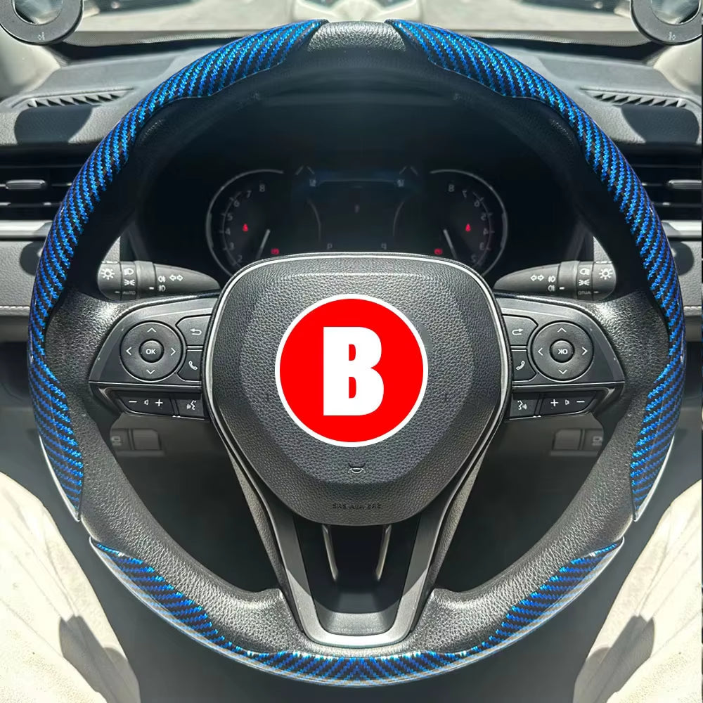 3PCS Car Steering Wheel Cover Warm Winter 38Cm round Steery Wheel Universa Glossy Laser Carbon Fiber Auto Interior Accessories