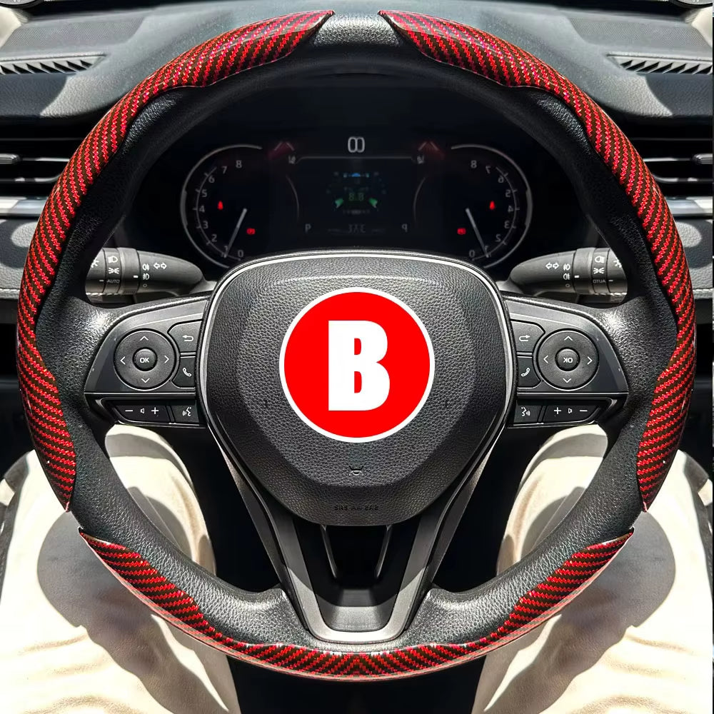 3PCS Car Steering Wheel Cover Warm Winter 38Cm round Steery Wheel Universa Glossy Laser Carbon Fiber Auto Interior Accessories